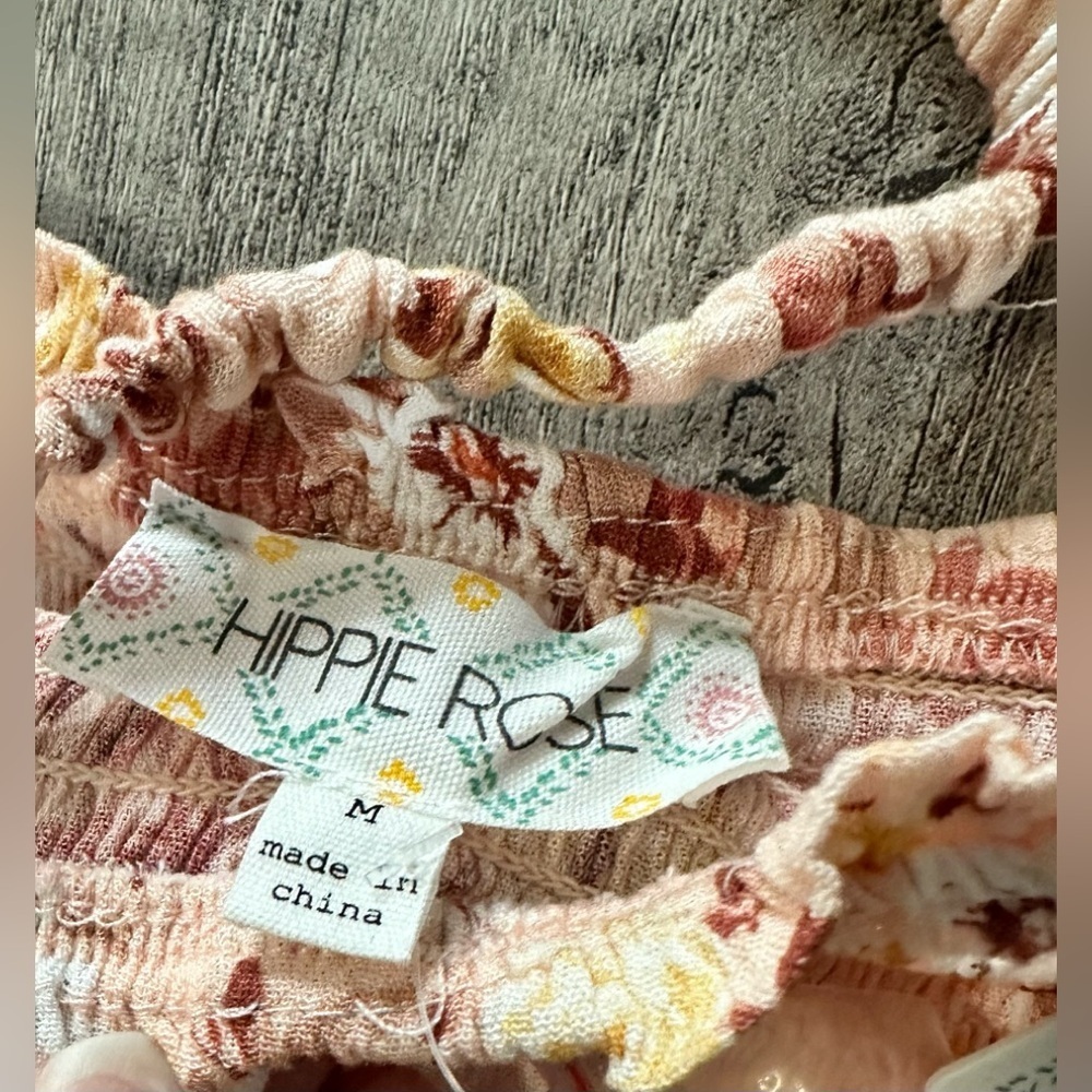 Hippie Rose Pink Floral Crop Top Size Medium - Picture 4 of 6